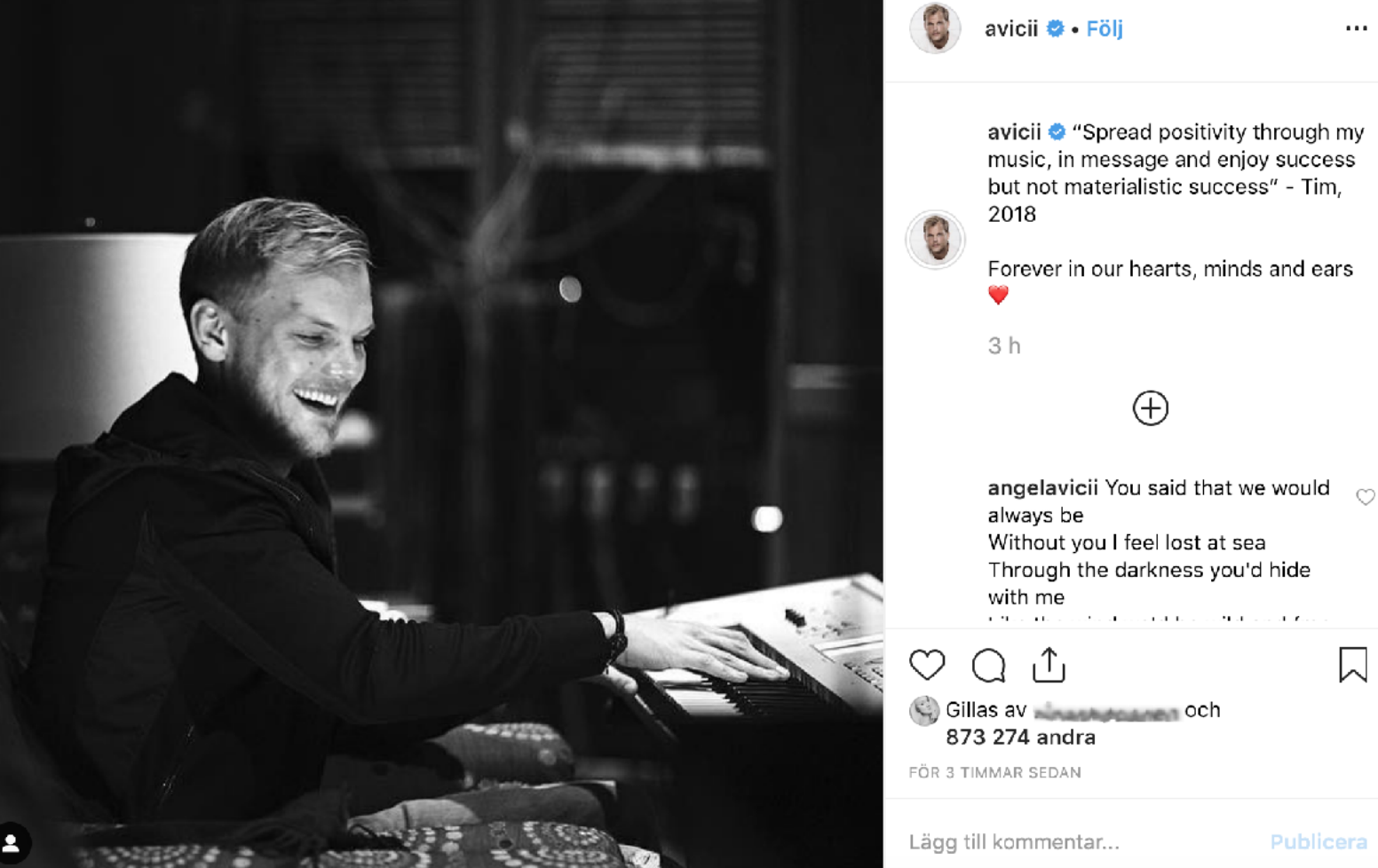 Ett år senare efter den tragiska nyheten uppdaterades Aviciis Instagram. Ett år senare efter den tragiska nyheten uppdaterades Aviciis Instagram.